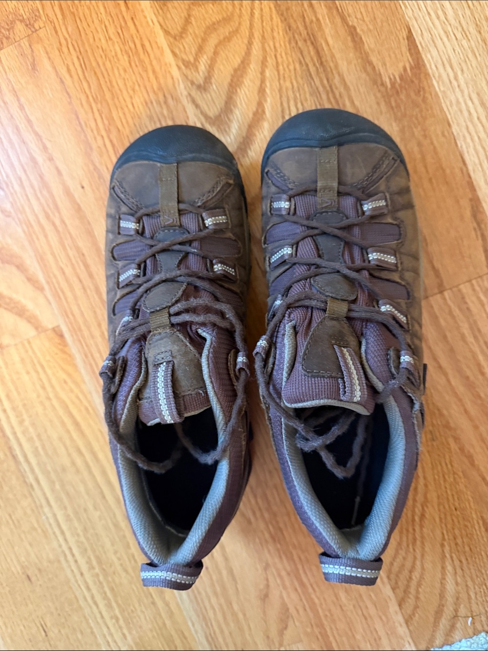 KEEN Brown Kids Hiking Boots with Black Toe